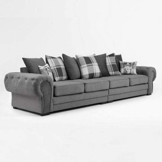 Grey Verona 4 Seater Suede Fabric Couch