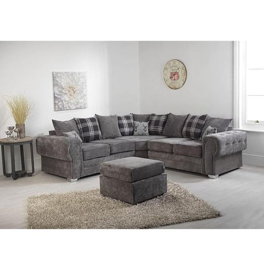 Grey Suede Fabric Scatter Back Sofa