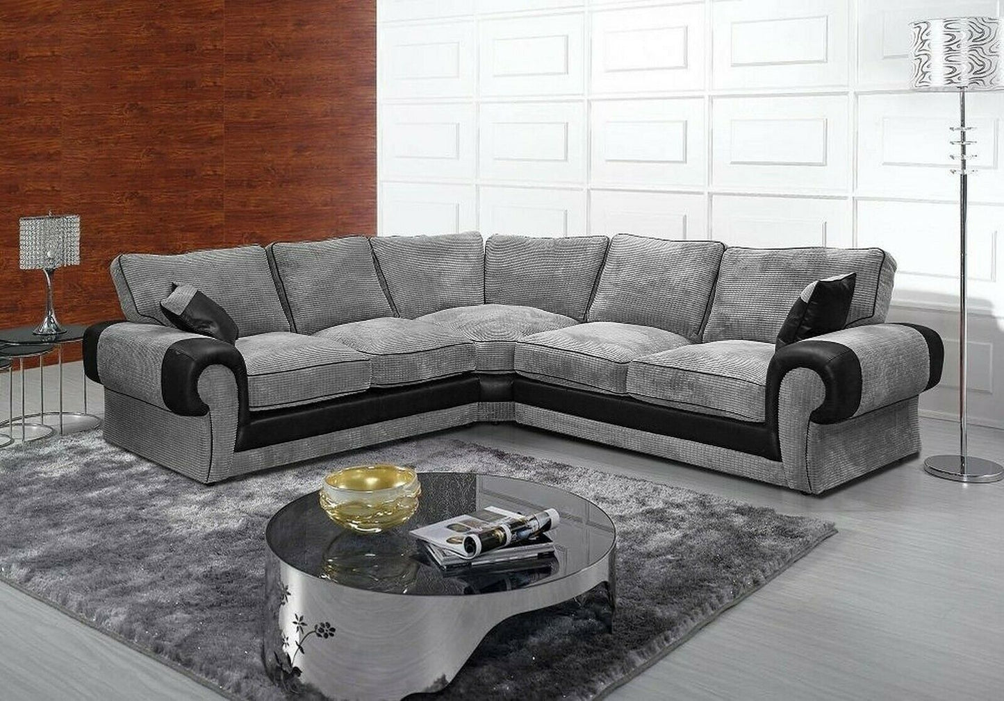 Luxury Grey Jumbo Cord Fabric Sofa