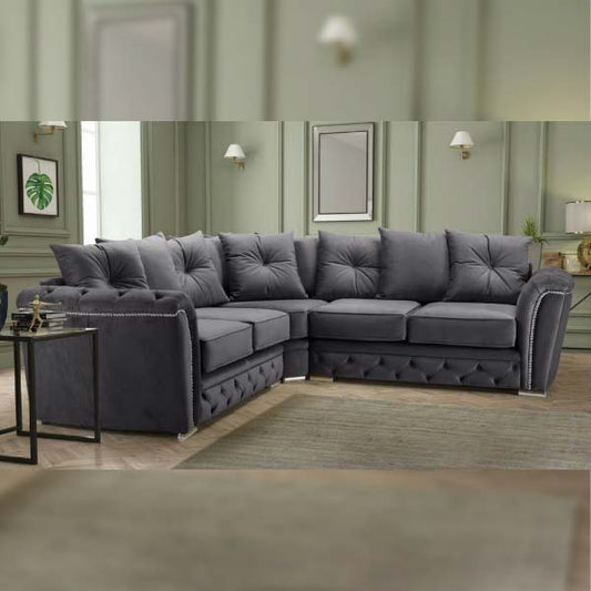 5 Seater Plush Fabric Corner Sofa