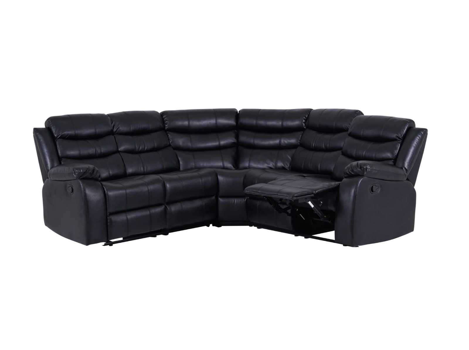 Black Leather Recliner Corner Sofa 3