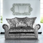 Silver Crushed Velvet 2 Seater Sofa