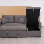 Grey Fabric Corner Sofa Bed F1