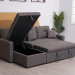 Grey Fabric Corner Sofa Bed F5