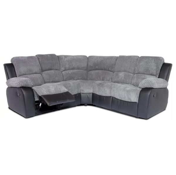 Black Grey Jumbo Cord Corner Sofa