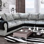 Black and Silver Crushed Velvet Corner Sofa 220cm