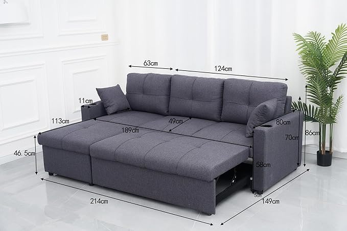 Grey Fabric Sofa Bed