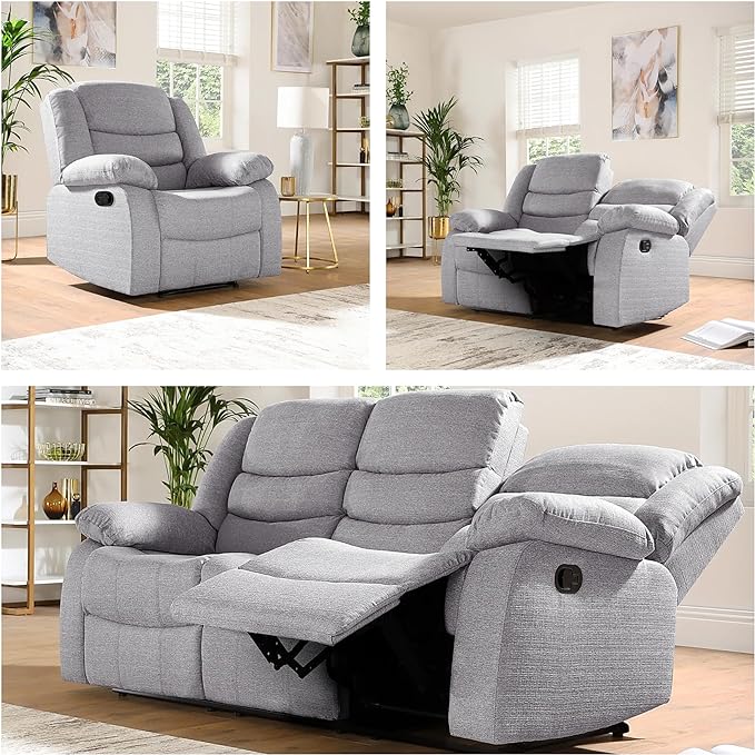 SORRENTO Recliner Grey Fabric 3+2+1 sofa Set