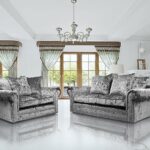 Silver Crushed Velvet Sofa Set